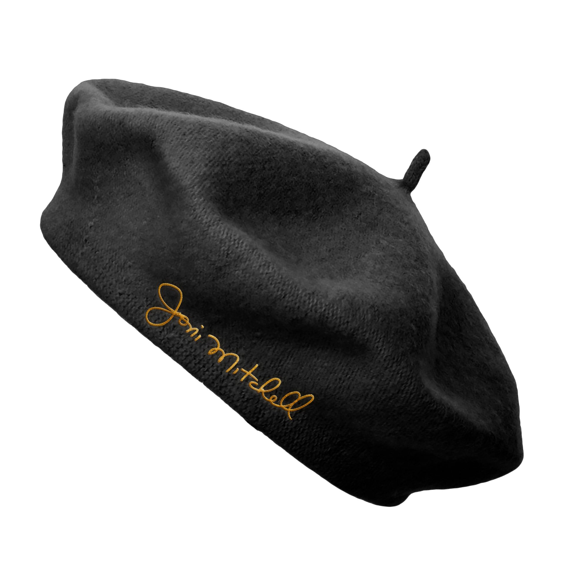 Embroidered Black Beret
